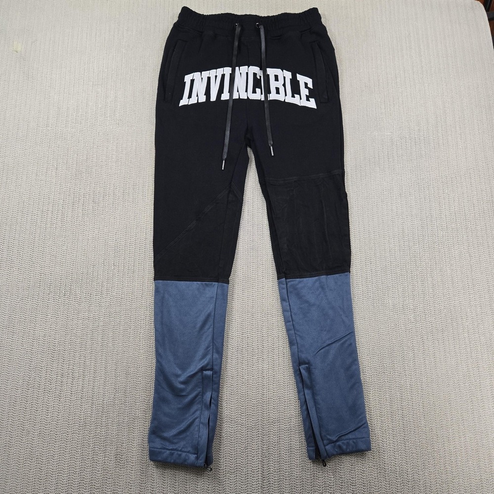 VIE+RICHE Pants Mens Small Black Blue Invincible Colorblock Joggers Zip Athletic